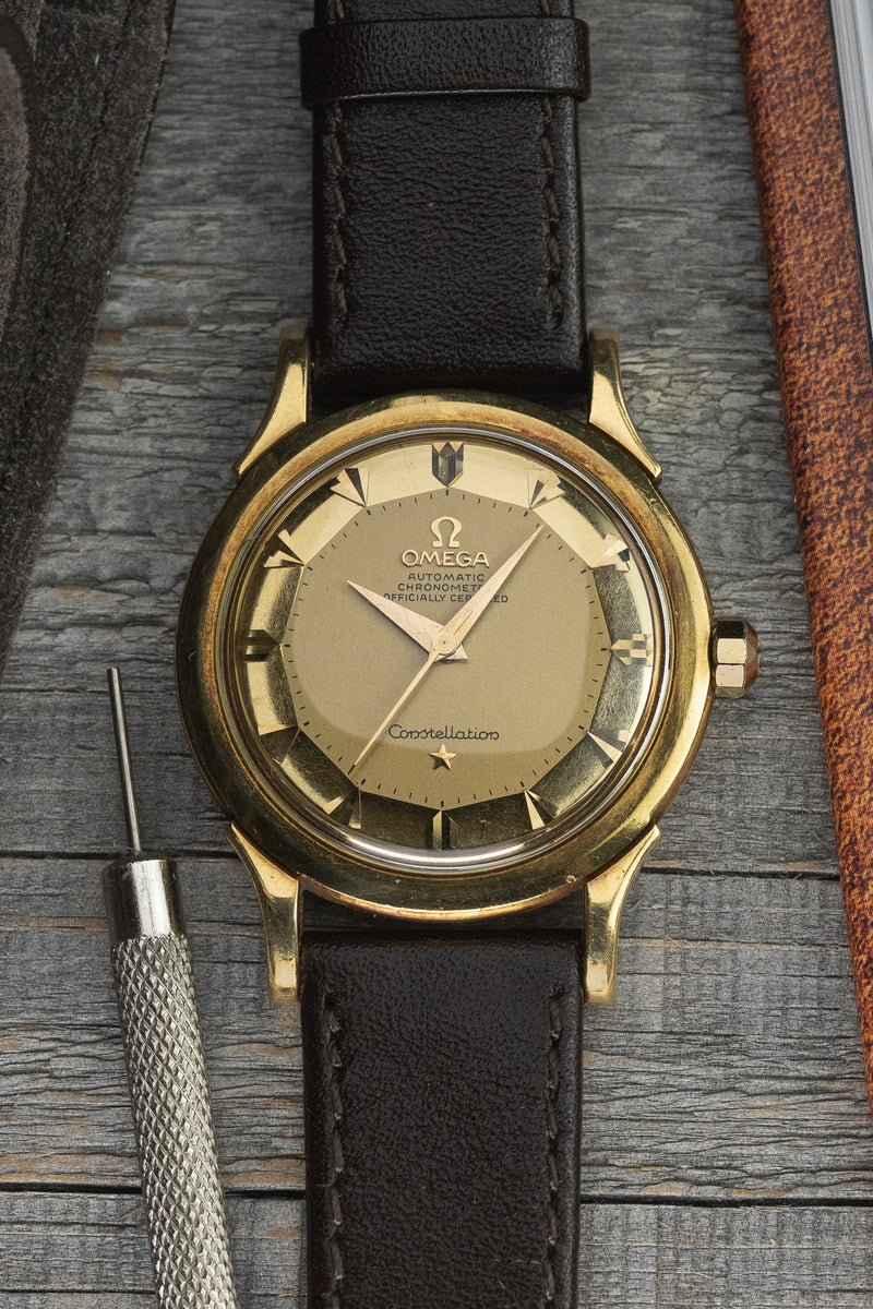 Omega Constellation Pie Pan De Luxe Solid Gold c. 1956 57