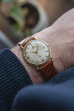 LeCoultre Dress Watch | Textured Champaign Dial |  14k Gold Florentine Case (c. 1950's/60's)