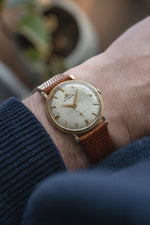 LeCoultre Dress Watch | Textured Champaign Dial |  14k Gold Florentine Case (c. 1950's/60's)